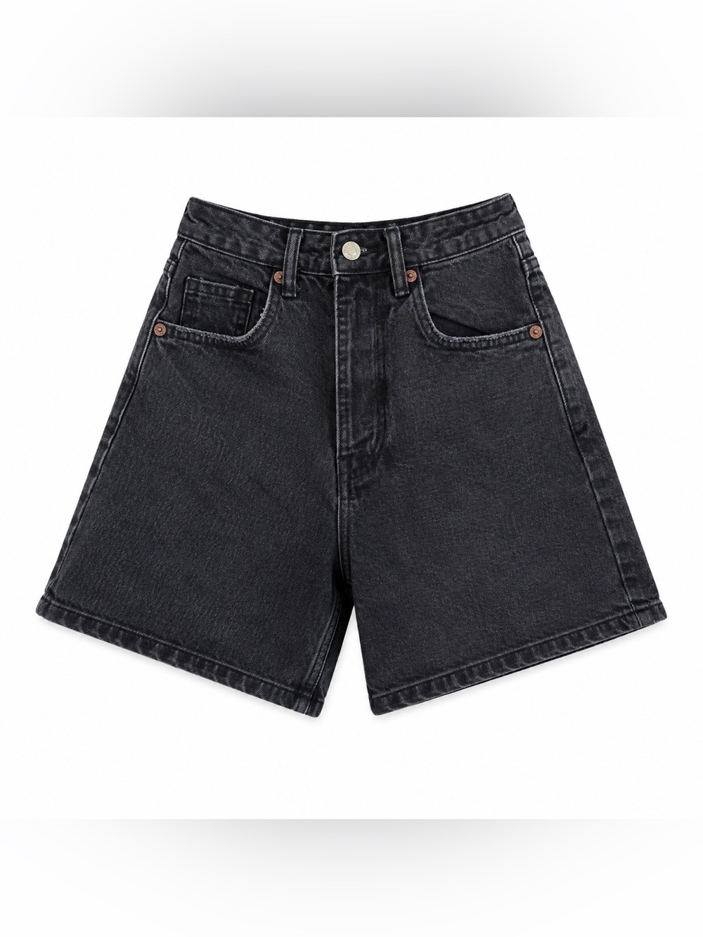 Zara Black High-Waist Denim Shorts
